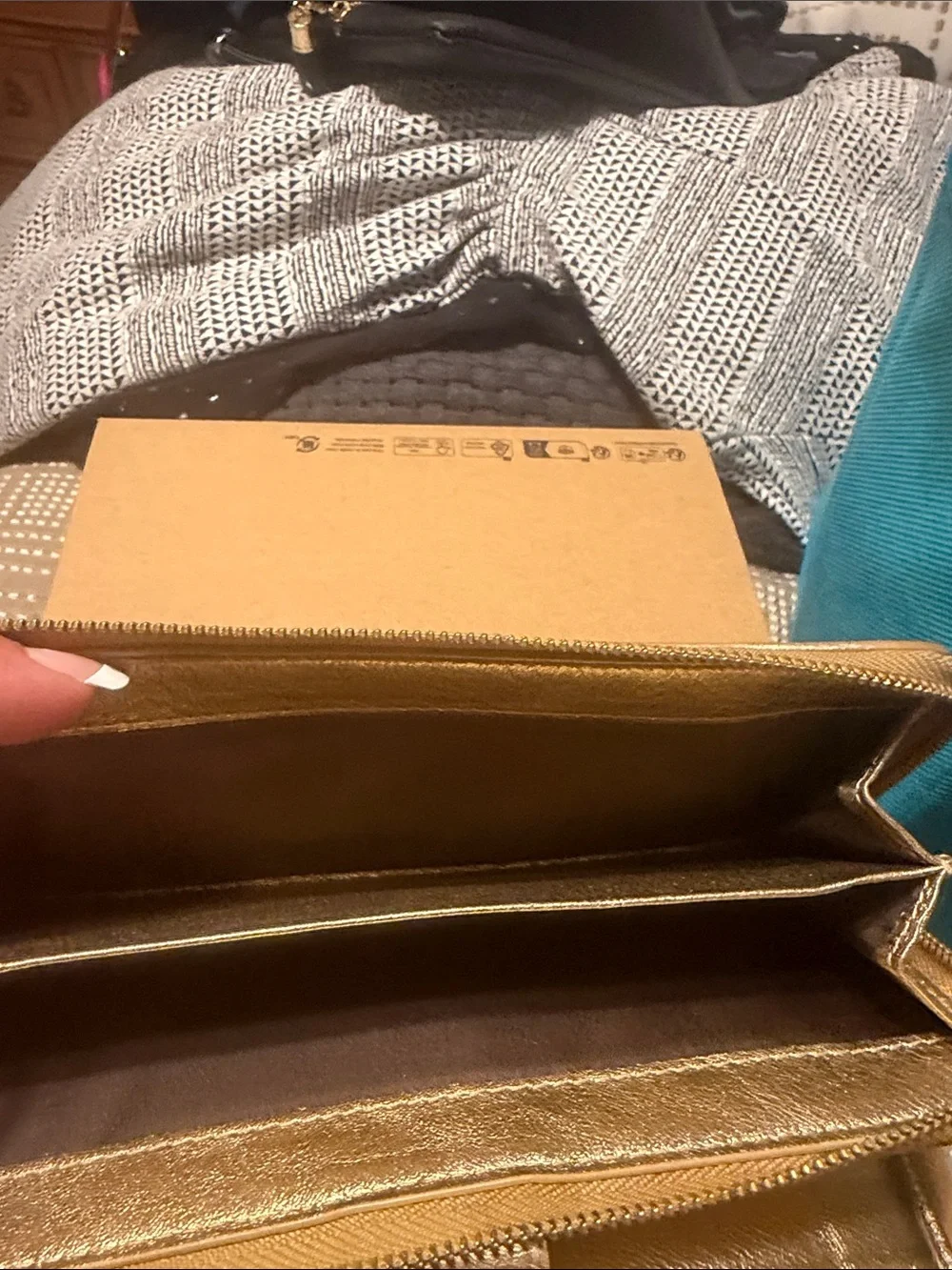 Coach Metallic Gold & Tan Signature Snap Wallet